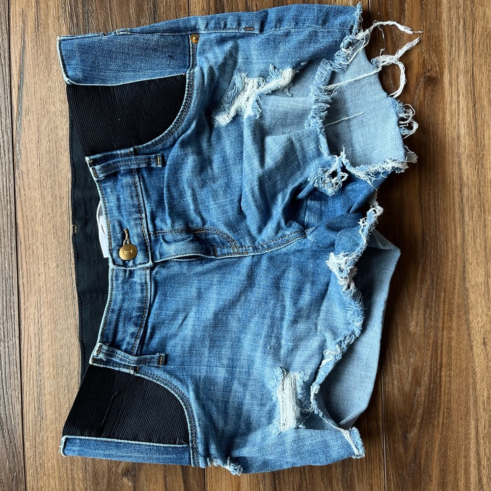 Isabel Maternity Under Belly Distressed Denim Shorts